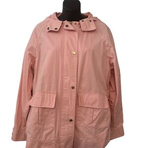 Love Tree Women's Light Pink Hooded Lightweight Cotton Utility Jacket